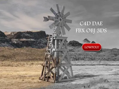 Old Windmill Low-poly 3D model