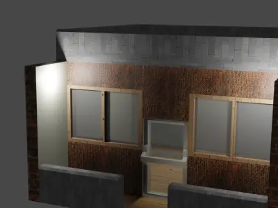 House brick building with light Free 3D model