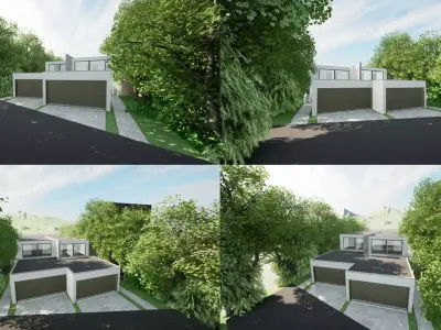 Villa with Architectural Design 3D and CAD Low-poly 3D model