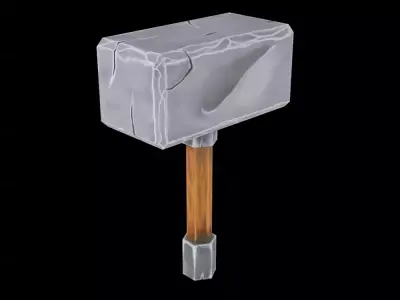  Hand Painted  Hammer Free low-poly 3D model