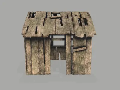 Old Broken Shed Low Poly 3d Model Low-poly 3D model