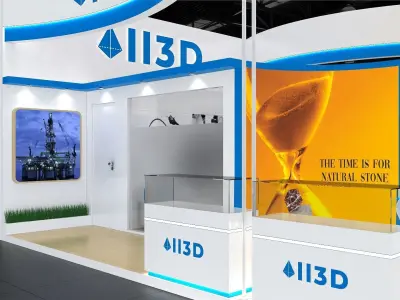 Exhibition Stand Stall Three Side Open 9X6 3D model