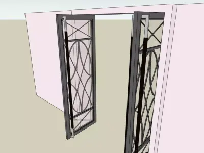 Art Deco Glass Door  3D Model 3D model