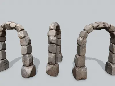 Ruin wall Low-poly 3D model