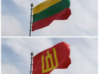 Animated Lithuania Flags 3D model