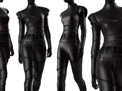 Futuristic Leather Armor Set Low-poly 3D model