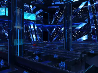nightclub interior of with neon lights  3D model