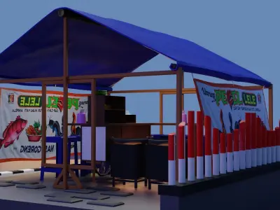 Warung Pecel Lele Lowpoly Isometric Low-poly 3D model