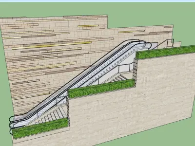 3D model of escalators and stairs 3D model