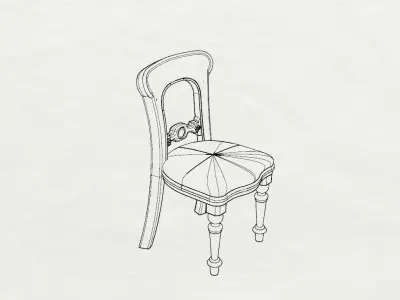 Dolls House Miniature Victorian Round Table and Chairs 3D print model
