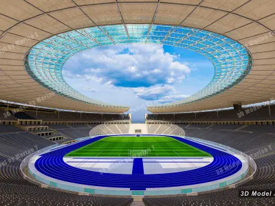 Olympiastadion - Berlin Germany Low-poly 3D model
