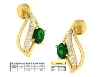 Earring Pendant Set 3dm STL OBJ FBX Render Details 3D print model 2