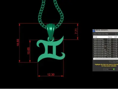 Gemini Light Gold Pendant Version 5 3D print model