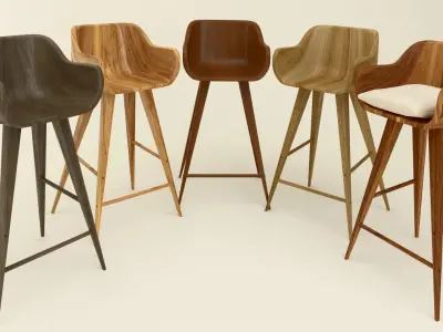 Wood Bar Chair 3D model