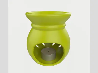 Ceramic Aroma Lamp with Candle Low High Poly 3D model