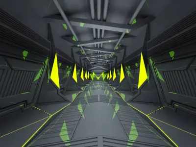 SCI FI INTERIOR SCENE SPACE SHIP CORRIDOR Low-poly 3D model