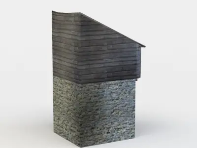 House stone with wooden door Low-poly 3D model