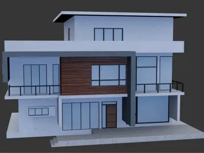 Akya - Big Modern House Low-poly 3D model