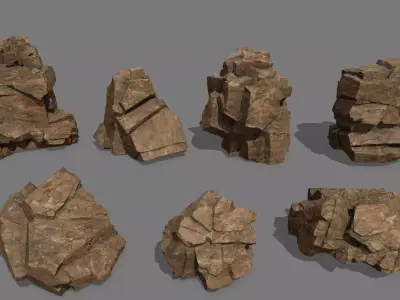 desert rocks Low-poly 3D model