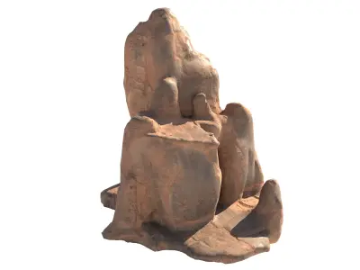 Red sand cliff Low-poly 3D model