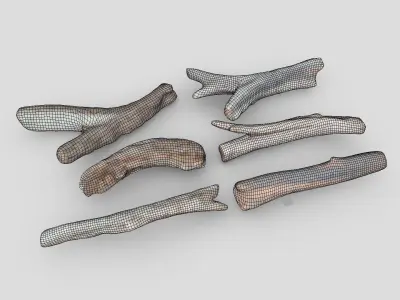 Dead Wood Pack Low-poly 3D model