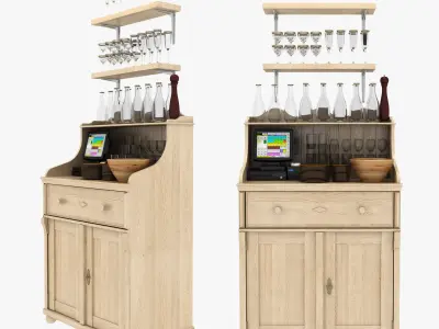 wood waiter station 3D model