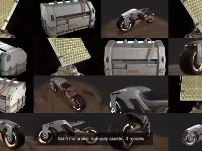 Sci-fi motorbike  low-poly assets 3D Model Pack