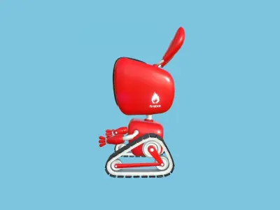 Cute Robot 10 Firebot - Fire Fighter - Character SciFi Design Low-poly 3D model