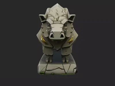 Stylized Boar Statue Low-poly 3D model