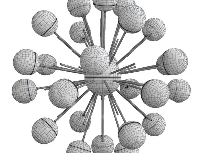  Brass Sputnik Chandelier with Lilac Low-poly 3D model