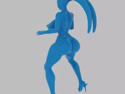 Curvy Alien Warrior Sci-Fi Pinup Statue 3D print model