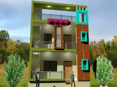 Exterior Model house design in hyderabad 3D print model