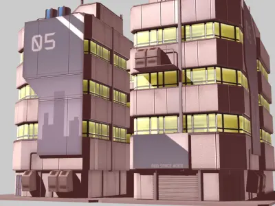 Apartment 1 building with number Low-poly 3D model