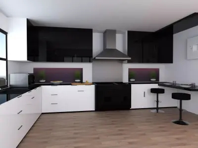 The Kitchen modern with cabinets 3D model