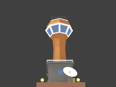 Low Poly Cartoony Space Colony Tower Low-poly 3D model
