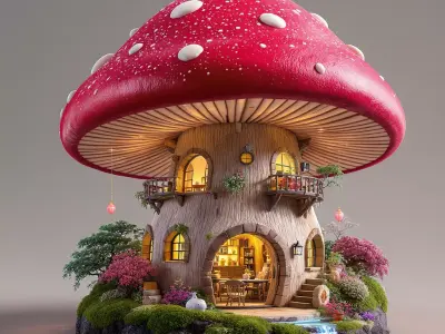Mushroom Home Enchanted Stylized Fairy Tale Fantasy House 3D model