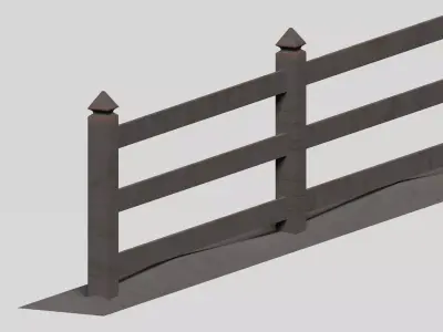 Low poly picket fence set Low-poly 3D model