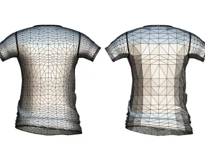 Cartoon High Poly Subdivision White T-shirt Low-poly 3D model