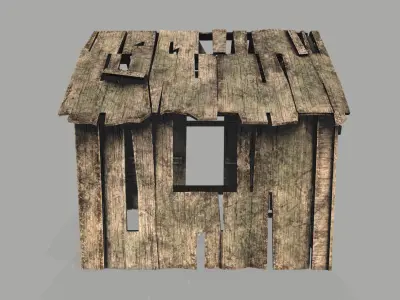 Old Broken Shed Low Poly 3d Model Low-poly 3D model