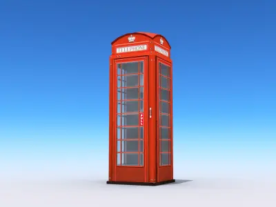 British Phone Booth Low-poly 3D model