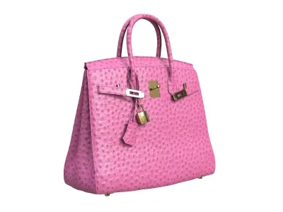 Hermes Birkin Bag Pink Ostrich Low-poly 3D model