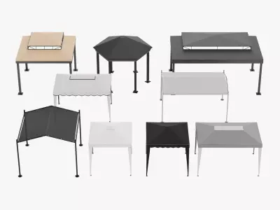 9 Classic Gazebos Set - Traditional Architectural Structures 3D model