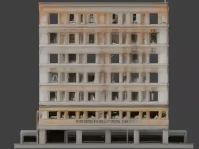 Ruined High-Rise Apartment Building 3D Model Low-poly 3D model