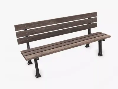 Street Bench Lowpoly PBR Low-poly 3D model