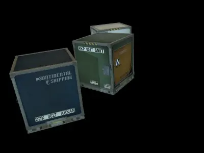 Airport shipping containers Low-poly 3D model