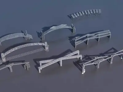 Pack of different type of Gate 3d Models Low-poly 3D model