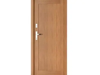 Oak Wood Door With Lock 3D model