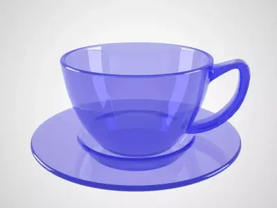 Coffee Cup Clear Glass Light Blue Color 3D model