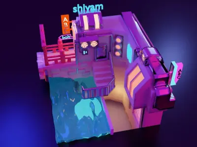 cyberpunk water front 3D model