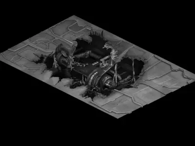 Laser-damaged pavement 01 3D model